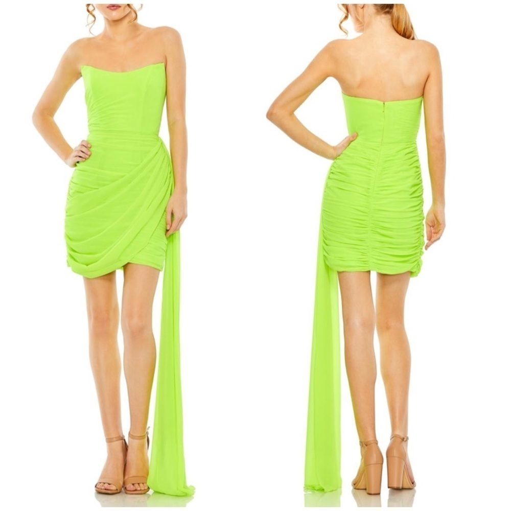 NWT Ieena for Mac Duggal 56005 Draped Skirt Strapless Corset Dress Lime Sz 8